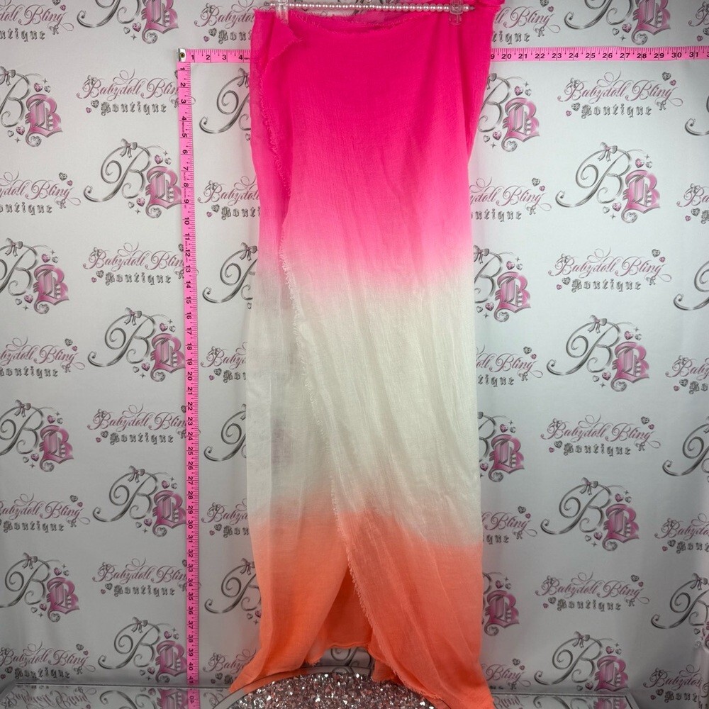 Scarf wrap beach cover up ombré neon Ombré Pink to Coral Lightweight Scarf